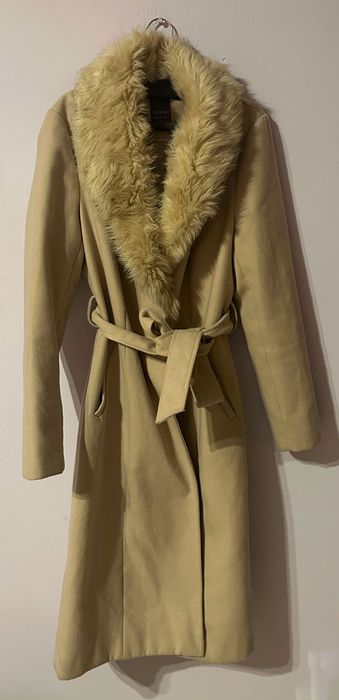 Черно вълнено палто Mango XS