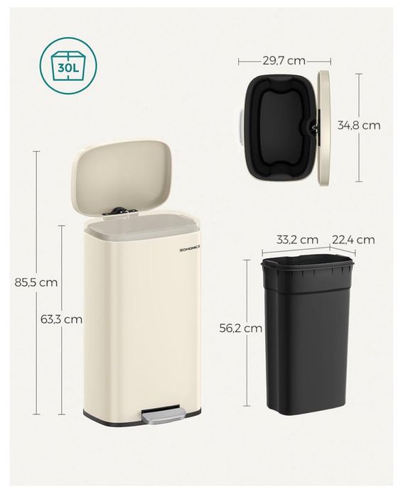 Кухненски кош за смет 30л SONGMICS