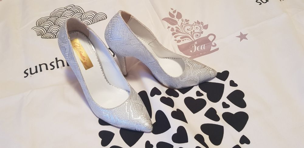 Pantofi piele argintiu marime 36
