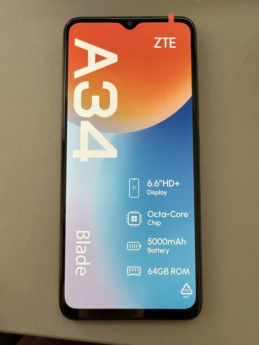 ZTE Blade A34 – Nou, Sigilat + Accesorii (Husă + Folie + Încărcător)