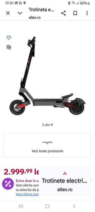 Vind trotinetă Electrică MYRIA  nou 2 ani garanție