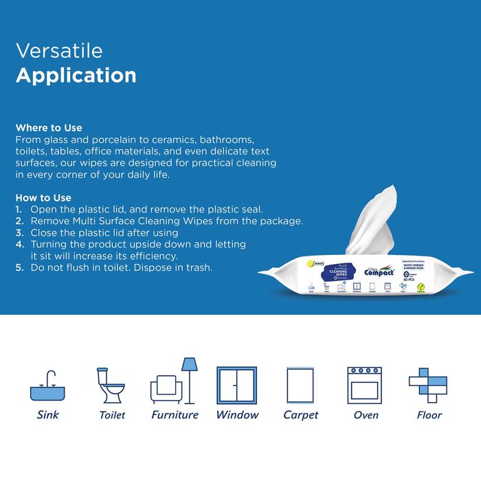 2 Pachete, Servetele Umede Multi-Suprafete cu Otet si Bicarbonat