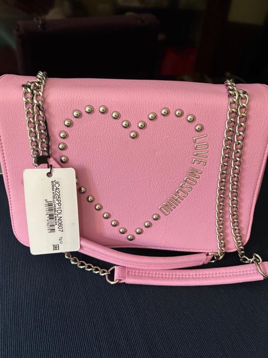 Love Moschino   Editie Limitata ,Damă Geantă de umăr ,Noua Roz cu logo inimă ,din piele