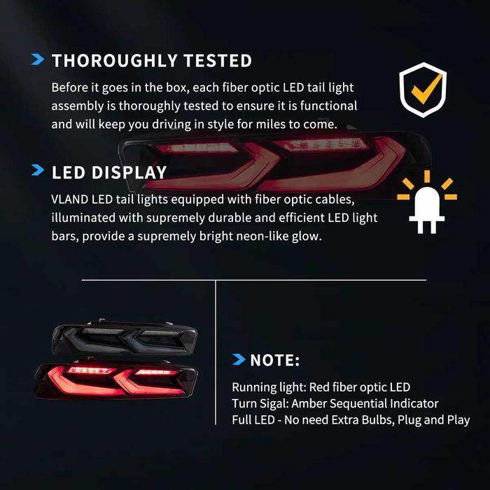 Стопове с динамични жълти мигачи за Chevrolet Camaro 2016 - 2018