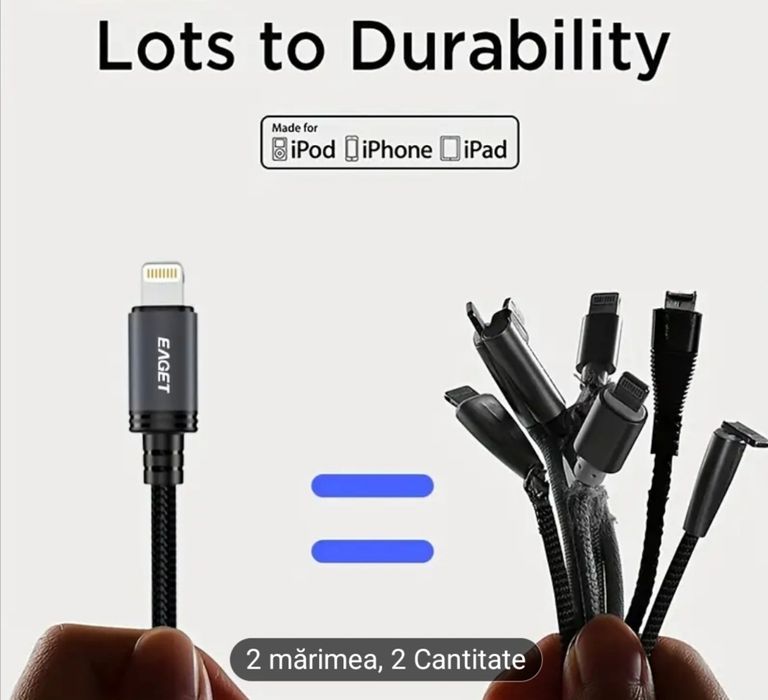 Încărcător  rapid  27W – USB-C la Lightning anti rupere