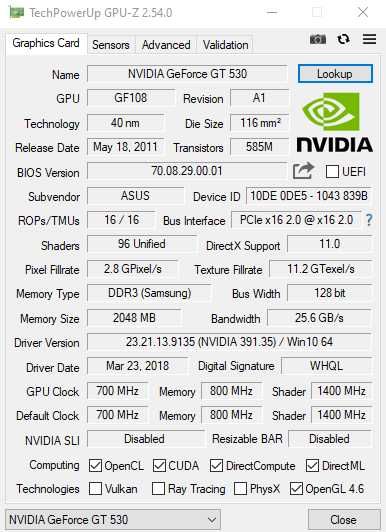 Видео карта Asus GT530 2GB DDR3 HDMI