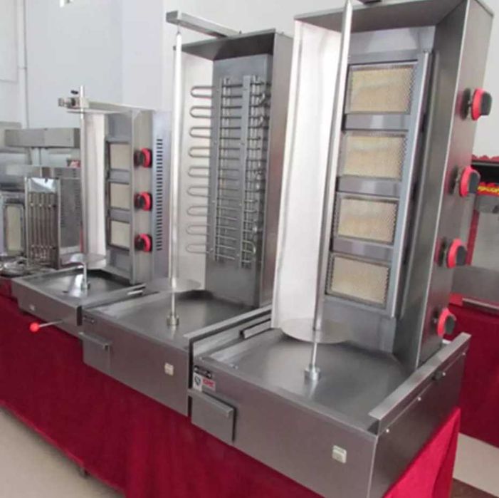 Aparat shaorma gaz GPL, INOX, rotisor kebab gaz 3 arzatoare
