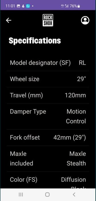 Furca Rockshox Recon Silver RL