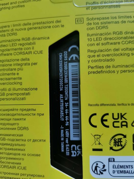 Memorii RAM Dual Corsair DDR5 RGB 32Gb(2x16) 7200MTs Cl 34