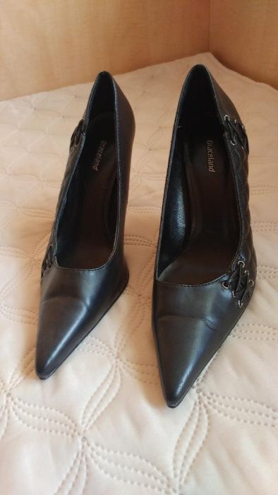 Pantofi de dama, negri, toc argintiu de 10 cm, marime 38