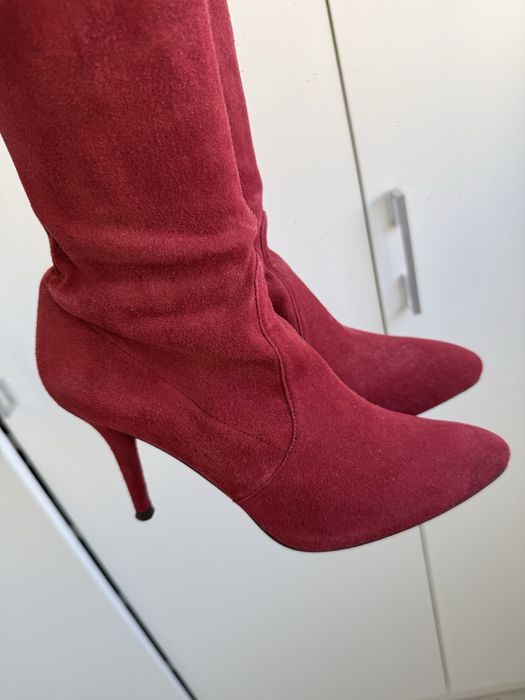 Замшевые ботфорты Stuart Weitzman / сапоги-чулки