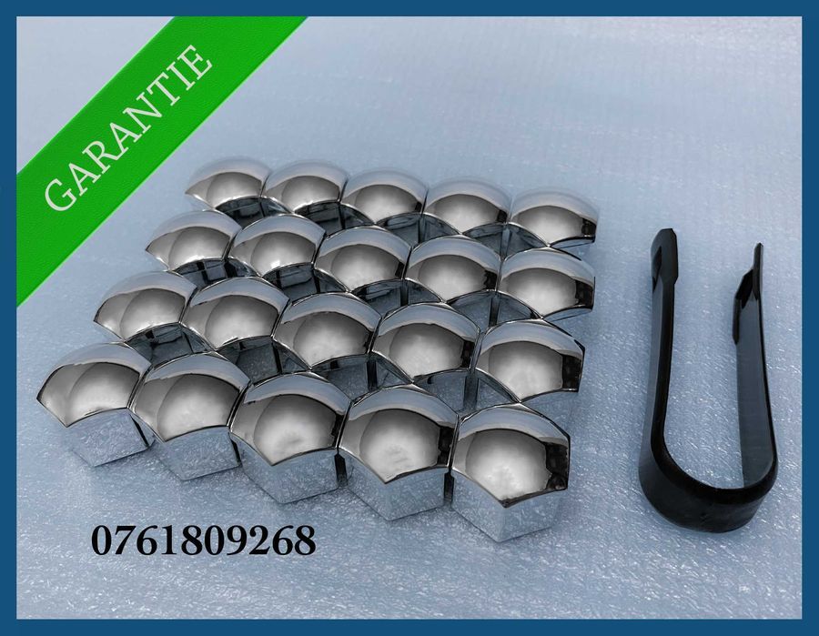 Set 20 capace / capacele cromate prezoane de 17mm