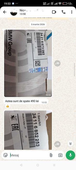 SetPlacute FranaBMW Piesa originala BMW, placute fata si placute spate