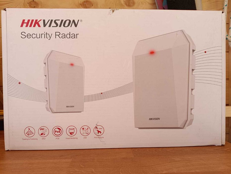 Detector de miscare exterior tip radar Hikvision DS-PR1-60 IP, 60 m, 24 GHz, PTZ tracking, pet immunity