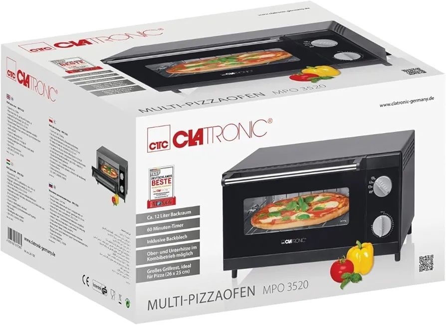 Нова мултифункционална фурна за пица Clatronic MPO 3520 черна
