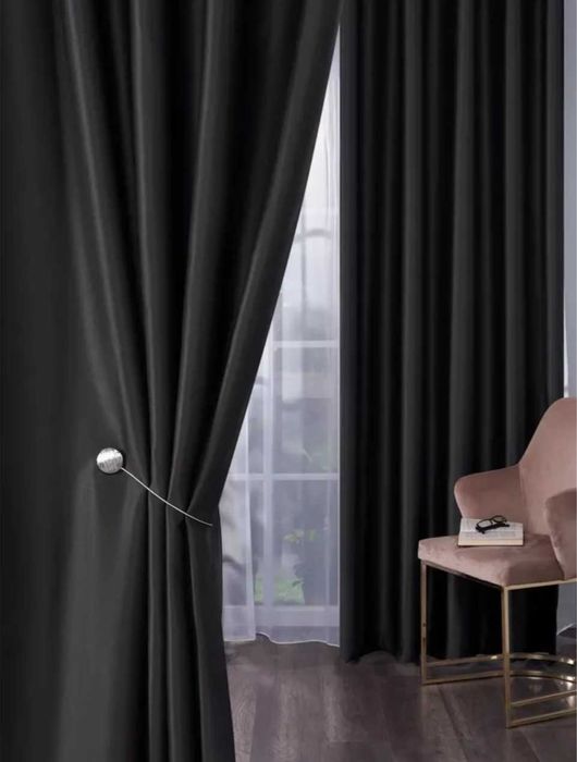 2 Шторы блэкаут премиум черные