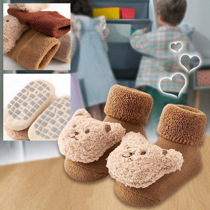 Неплъзгащи се бебешки чорапи с дизайн на мече - Незаменим комфорт и бе