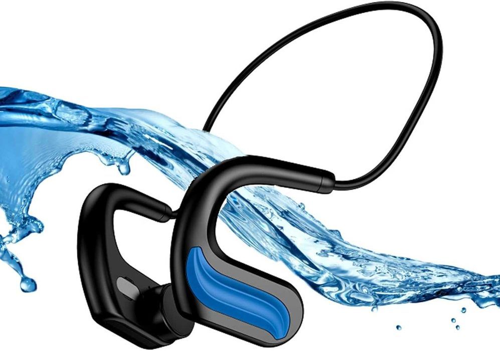 Casti sport waterproof ESSONIO, Bluetooth, memorie 32GB, albastre