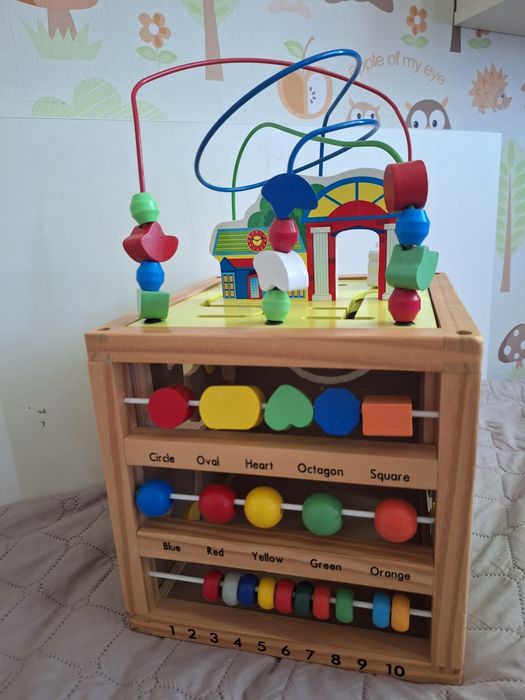 Дидактически куб/многофункционален дървен куб М-toys