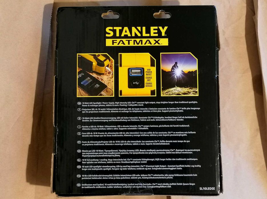 Lanterna LED reincarcabila Stanley FatMax,incarcare USB,12/220V,10W,2200 lm,noua,sigilata,garantie!