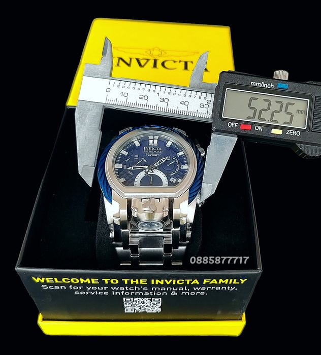 часовник INVICTA Bolt Zeus Silver/Blue 52 mm, Инвикта нов