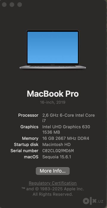 Macbook Pro 2019 16 inch