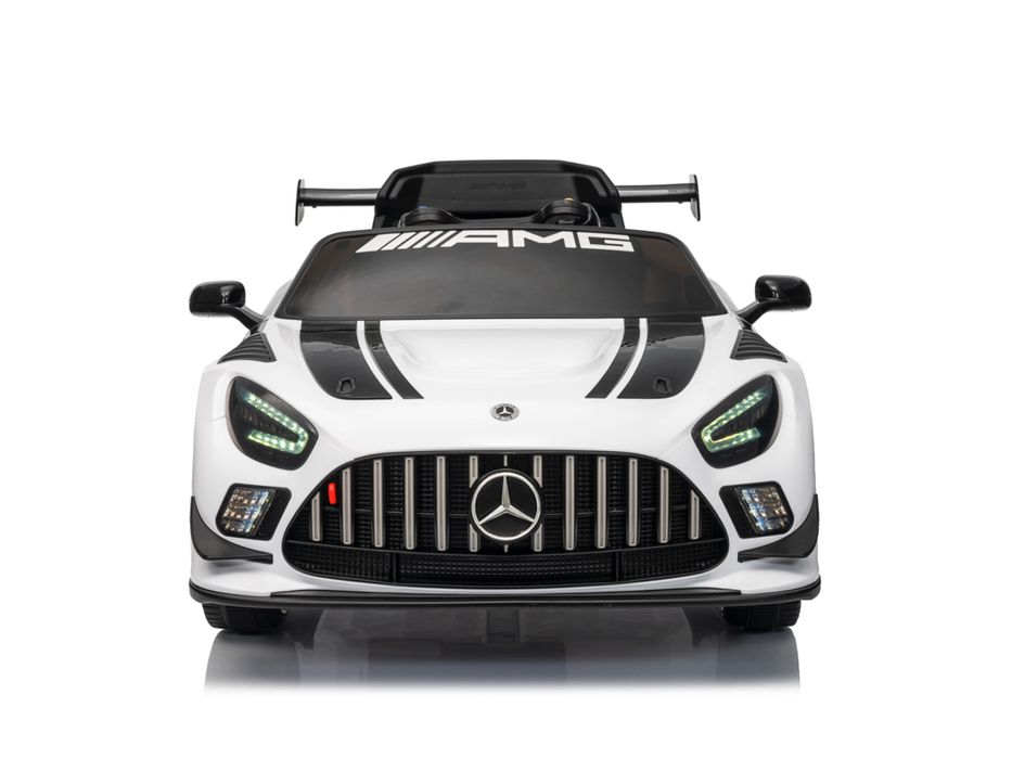 Mercedes-benz gt3 amg 12v - детска акумулаторна кола, бяла, eva гуми