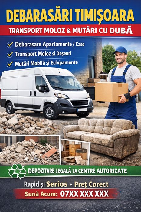 Debarasări & Curățenie Timișoara – Servicii Complete cu Dubă