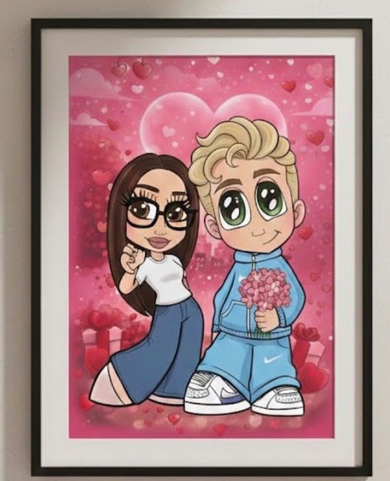 Tablou cartoon personalizat-Cadou Valentine’s Day,Ziua Indragostitilor