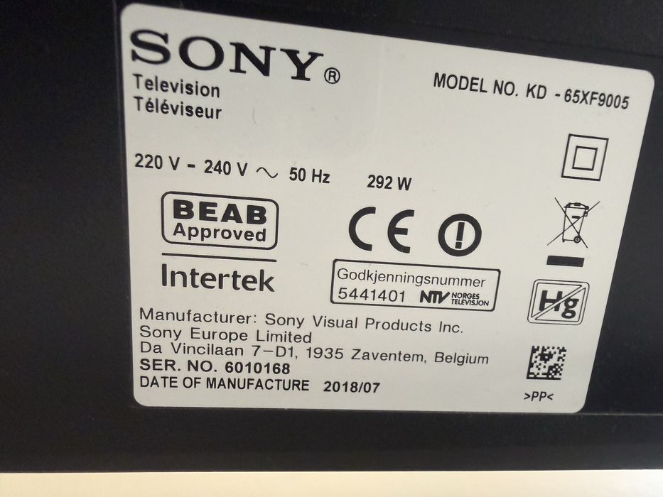 Sony KD-65XF9005-Smart, android tv