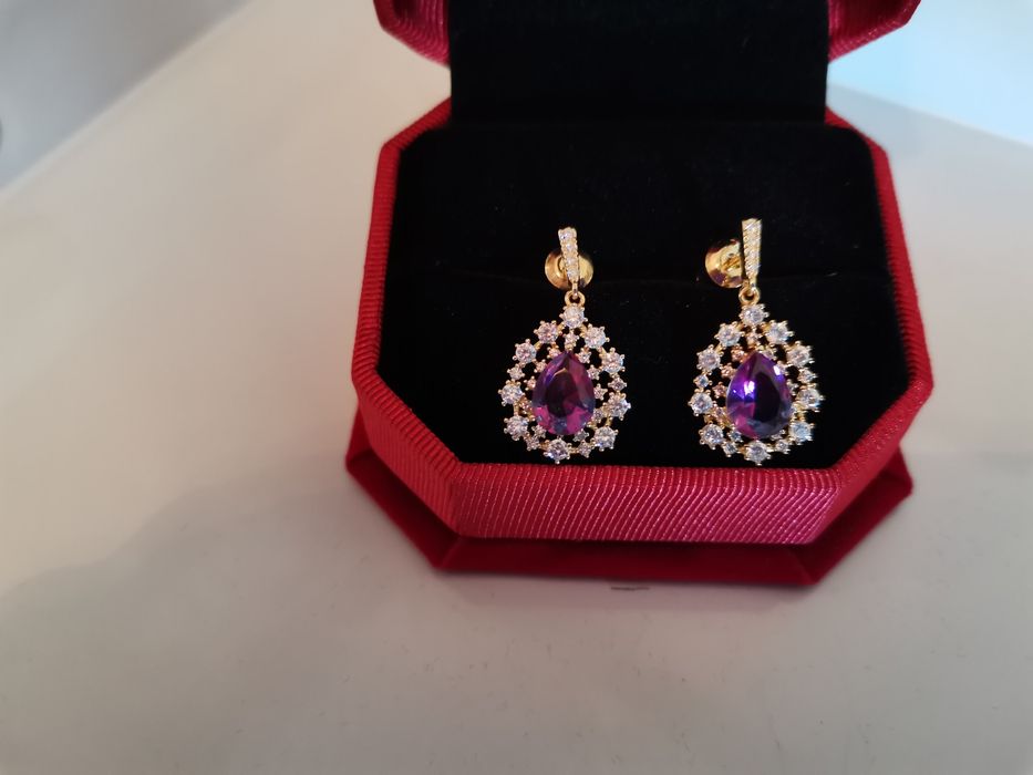 Cercei placati cu aur alb 18 k