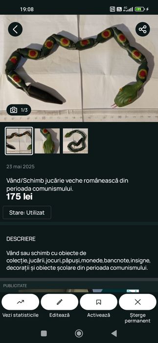 Vând sau schimb obiecte vechi.Preț în funcție de obiectul ales.