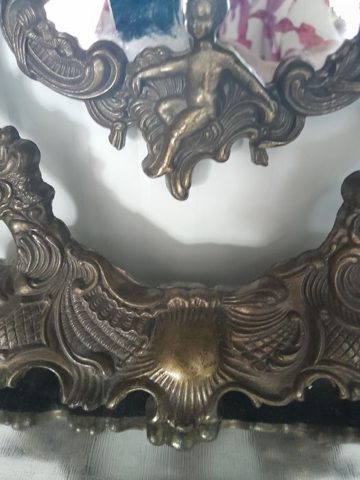 Старинно бронзово настолно огледало с херувими (Art Nouveau / Рококо)
