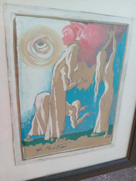 Tablou vechi - rugaciune - semnat G. Montini