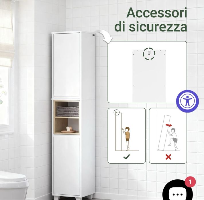 Dulap inalt baie, 170cm-coloana depozitare ingusta cu raft deschis