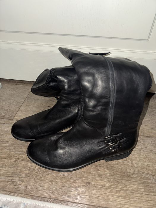 Кожаные зимние сапоги