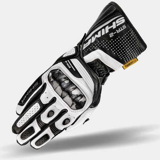 Кожени мото ръкавици SHIMA STR 2.0 White/Black,протектори и вентилация