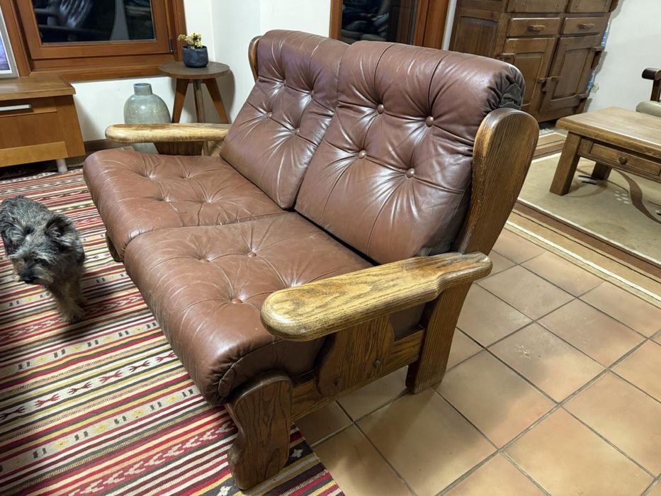 Дивани от естествена кожа и естествен дъб