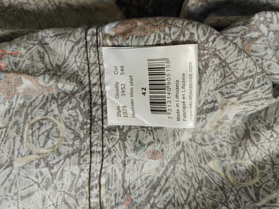 Oscar Jacobson Оригинална мъжка риза с ретро ловен десен размер 42 / L