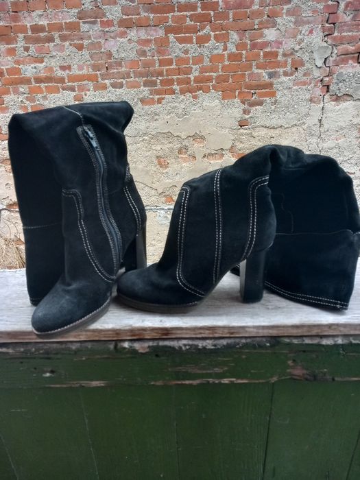 Cizme piele intoarsa, negre, 38