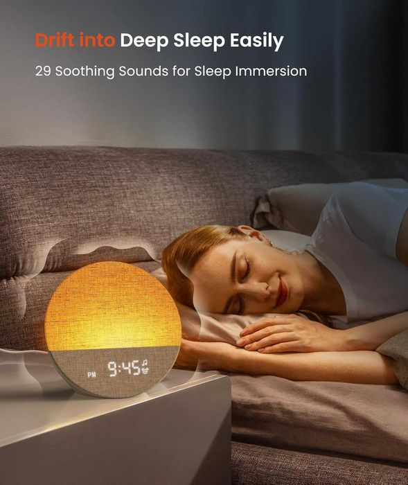 Dreamegg Sunrise 1 - Будилник Sunrise, Звукова машина за сън, Персонализируеми рутини за сън