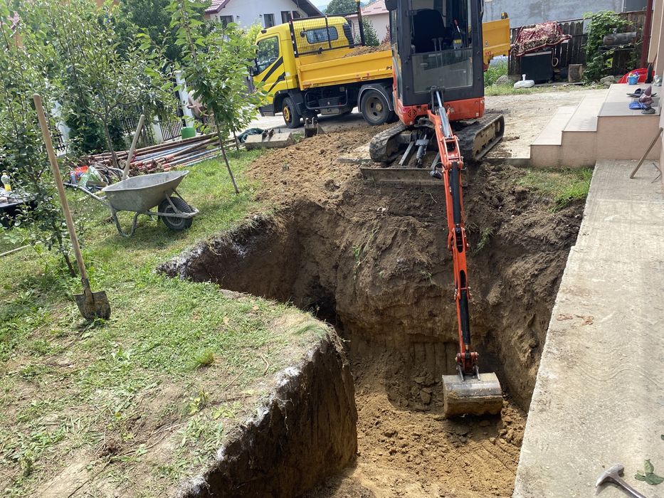 Miniexcavator  excavator santuri  fose fundatii sapaturi mecanizate
