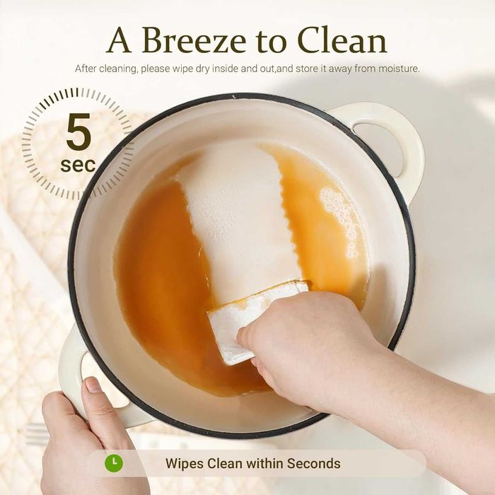 Емайлирана чугунена холандска тенджера Overmont, 26см, готварска книга