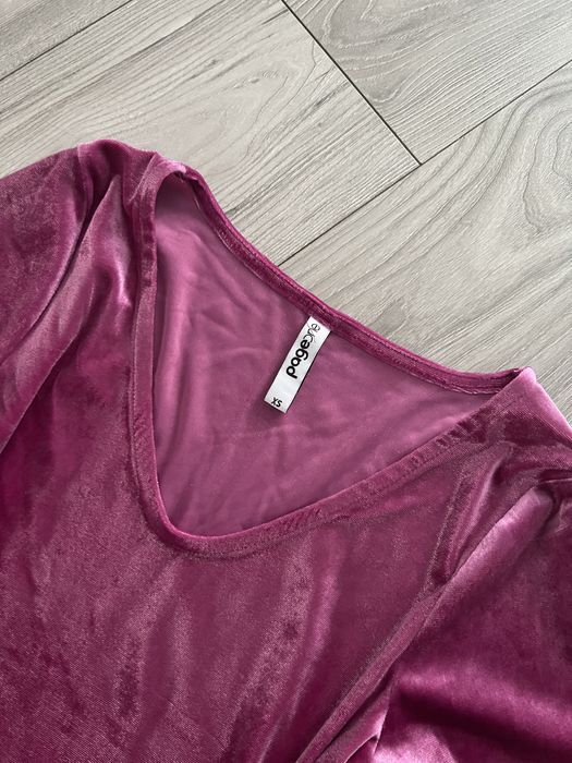 Bluza catifea roz-mov noua xs