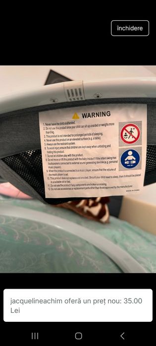 Balansoar Leagan electric  bebelusi muzica si bluetooth