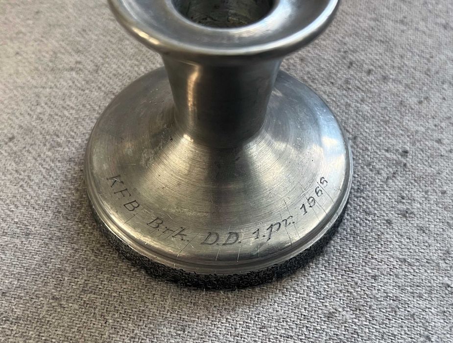 Set 2 suporturi lumanari din cositor pewter anii 60 Danemarca