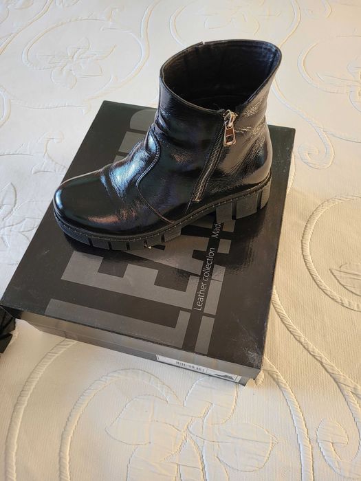 Боти черни естествен лак mat star