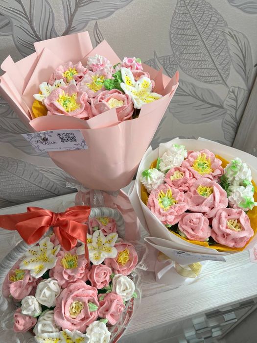 Цветы из зефира розы лилии пионы