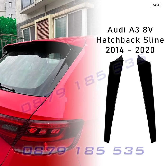 Странични спойлери за задно стъкло за Audi A3 8V Hatchback S line 2014-2020, черен гланц – DA845 тунинг добавки задни ауди а3 с лайн