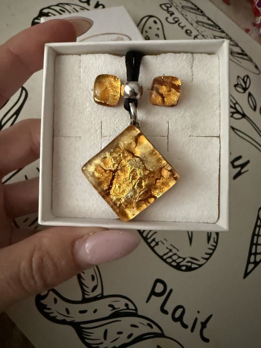 Комплект колие с обеци от Murano glass Италия